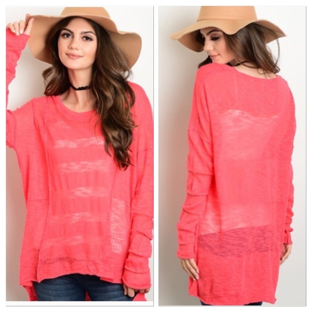 LAST 2! Lightweight coral pink sweater
